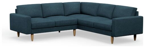 Hutch Plus Fabric Block Arm 5 Seater Corner Sofa-Aegean Blue