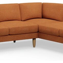 Hutch Plus Fabric Block Arm 5 Seater Corner Sofa - Rust