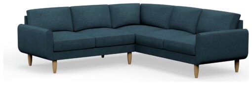 Hutch Plus Fabric Round Arm 5 Seater Corner Sofa-Aegean Blue