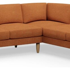 Hutch Plus Fabric Round Arm 5 Seater Corner Sofa - Rust