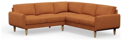 Hutch Plus Fabric Round Arm 5 Seater Corner Sofa - Rust