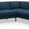 Hutch Plus Velvet Block Arm 5 Seater Corner Sofa - Ink Blue