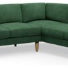 Hutch Plus Velvet Curve Arm 5 Seater Corner Sofa- Sage Green