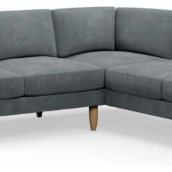 Hutch Plus Velvet Curve Arm 5 Seater Corner Sofa- Slate Grey