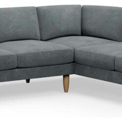 Hutch Plus Velvet Round Arm 5 Seater Corner Sofa- Slate Grey