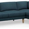 Hutch Slim Fabric Block Arm 5 Seater Corner Sofa-Aegean Blue