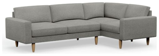 Hutch Slim Fabric Block Arm 5 Seater Corner Sofa - Dove Grey