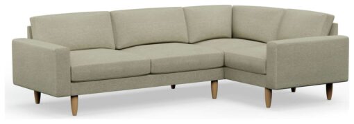 Hutch Slim Fabric Block Arm 5 Seater Corner Sofa - Oat