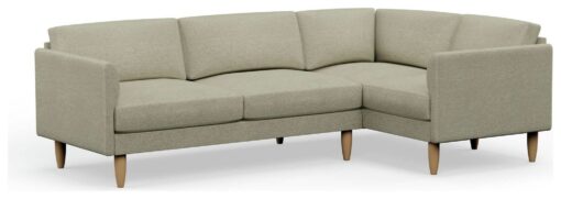 Hutch Slim Fabric Curve Arm 5 Seater Corner Sofa - Oat