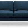 Hutch Velvet Block Arm 2 Seater Sofa - Ink Blue