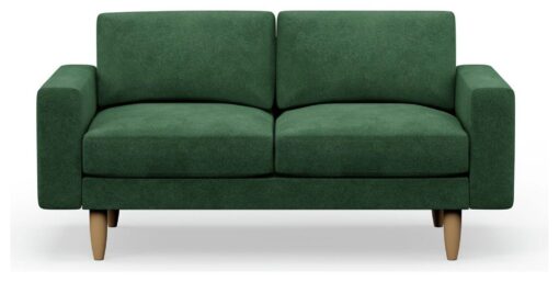 Hutch Velvet Block Arm 2 Seater Sofa - Sage Green