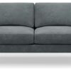 Hutch Velvet Block Arm 2 Seater Sofa - Slate Grey