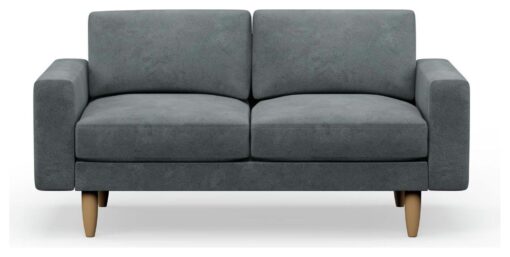 Hutch Velvet Block Arm 2 Seater Sofa - Slate Grey