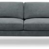 Hutch Velvet Block Arm 3 Seater Sofa - Slate Grey