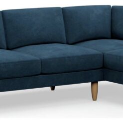 Hutch Velvet Block Arm 4 Seater Corner Sofa - Ink Blue