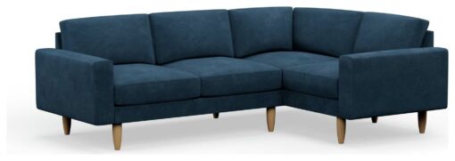 Hutch Velvet Block Arm 4 Seater Corner Sofa - Ink Blue