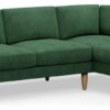 Hutch Velvet Block Arm 4 Seater Corner Sofa - Sage Green