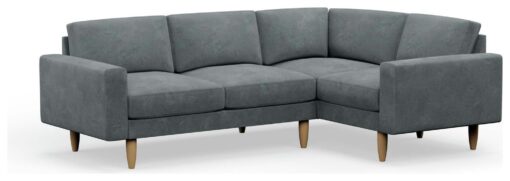 Hutch Velvet Block Arm 4 Seater Corner Sofa - Slate Grey