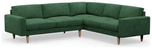 Hutch Velvet Block Arm 6 Seater Corner Sofa - Sage Green