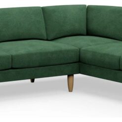 Hutch Velvet Block Arm 6 Seater Corner Sofa - Sage Green