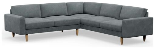 Hutch Velvet Block Arm 7 Corner Seater Sofa - Slate Grey