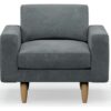 Hutch Velvet Block Arm Armchair - Slate Grey