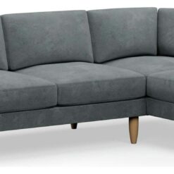 Hutch Velvet Curve Arm 4 Seater Corner Sofa - Slate Grey