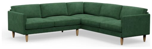 Hutch Velvet Curve Arm 7 Seater Corner Sofa - Sage Green