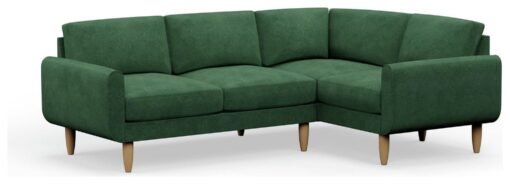 Hutch Velvet Round Arm 4 Seater Corner Sofa - Sage Green