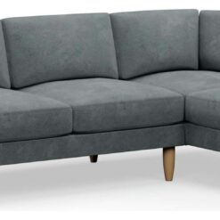 Hutch Velvet Round Arm 4 Seater Corner Sofa - Slate Grey