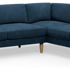 Hutch Velvet Round Arm 6 Seater Corner Sofa - Ink Blue