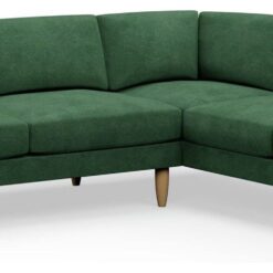 Hutch Velvet Round Arm 6 Seater Corner Sofa - Sage Green