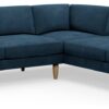 Hutch Velvet Round Arm 7 Seater Corner Sofa - Ink Blue