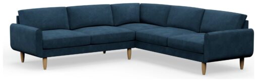 Hutch Velvet Round Arm 7 Seater Corner Sofa - Ink Blue