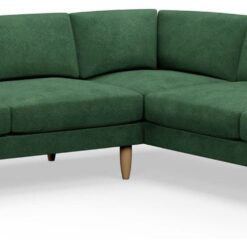 Hutch Velvet Round Arm 7 Seater Corner Sofa - Sage Green