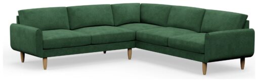 Hutch Velvet Round Arm 7 Seater Corner Sofa - Sage Green