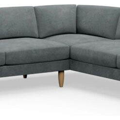 Hutch Velvet Round Arm 7 Seater Corner Sofa - Slate Grey