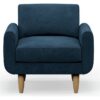 Hutch Velvet Round Arm Armchair - Ink Blue