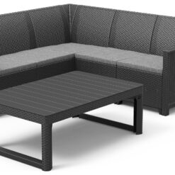 Keter Elodie 5 Seater Rattan Effect Garden Corner Sofa Set