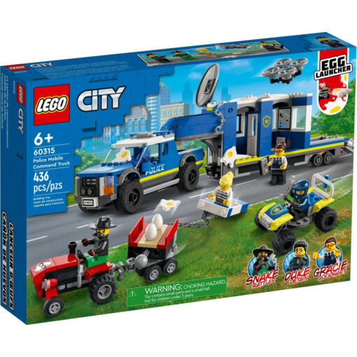 LEGO 60315 City Police Mobile Command Truck Toy with Prison Trailer, ATV, Drone, Tractor and 4 Minfigures, 2022 Series Chase Adventures Set