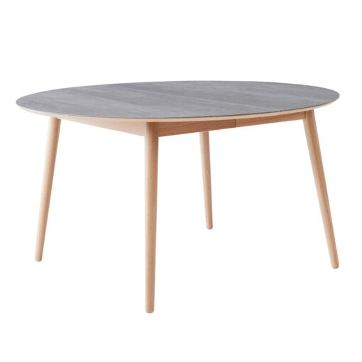 Meza Round Extendable Dining Table 135/231 cm with Ceramic Top and Oak Legs