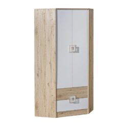 "Nimes 2" corner wardrobe, light oak / White / Light oak color