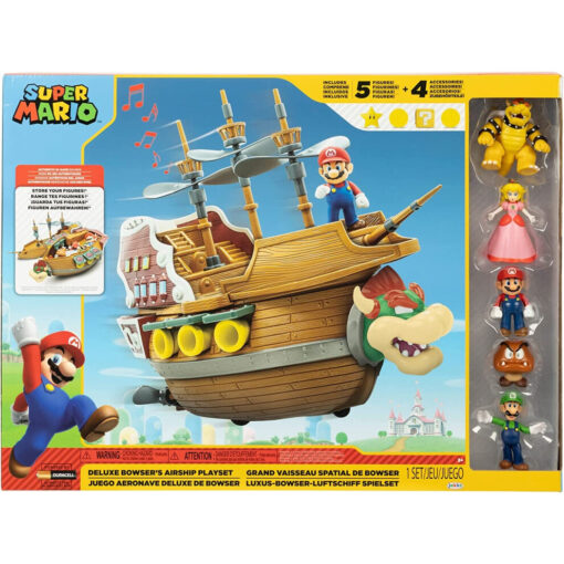 Nintendo Super Mario Deluxe Playset Bowser Ship Includes 5 Figures