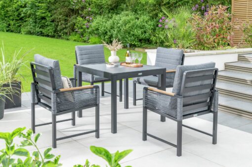 Norfolk Leisure Bellmount 4 Seater Aluminium Patio Set- Grey