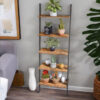 Northlakes 186.5cm H x 64cm W Ladder Bookcase Shelf Industrial Rustic Brown Furniture