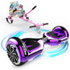 (Purple) Mega Motion Hoverboard with seat go kart 6.5 Inch