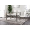 Salerno Salle Modern Contemporary Glass and Metal Dining Table Set With 4 Quilted Faux Leather Chairs