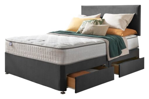 Silentnight Memory Small Double 4 Drawer Divan Bed-Charcoal