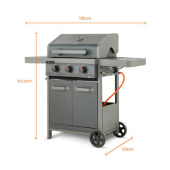 Tower 3 - Burner Free Standing Liquid Propane Gas Grill with Side Burner and Cabinet