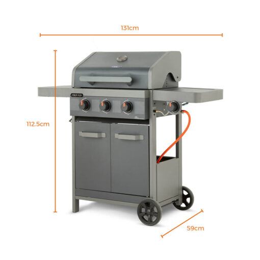 Tower 3 - Burner Free Standing Liquid Propane Gas Grill with Side Burner and Cabinet